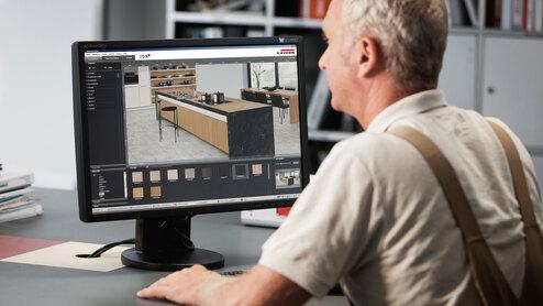 Erweiterte Küchenplanung in 3D am Computer durch Tischler